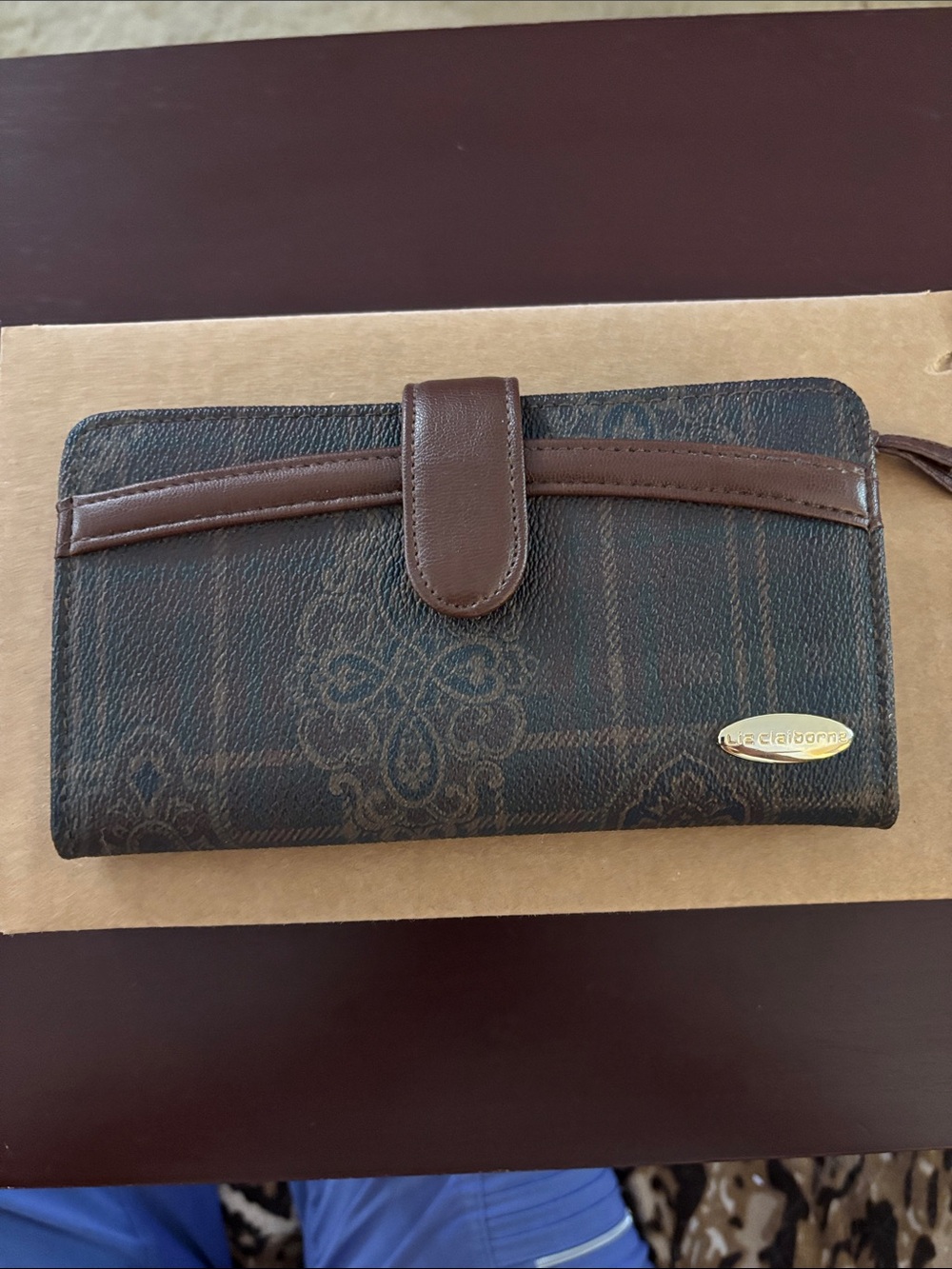 Vintage Liz Claiborne paisley print checkbook wallet
